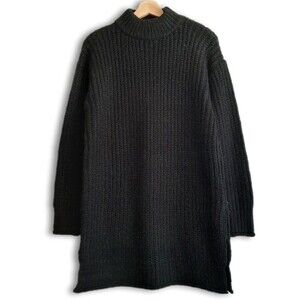 Black Ribbed Knit Sweater Dress